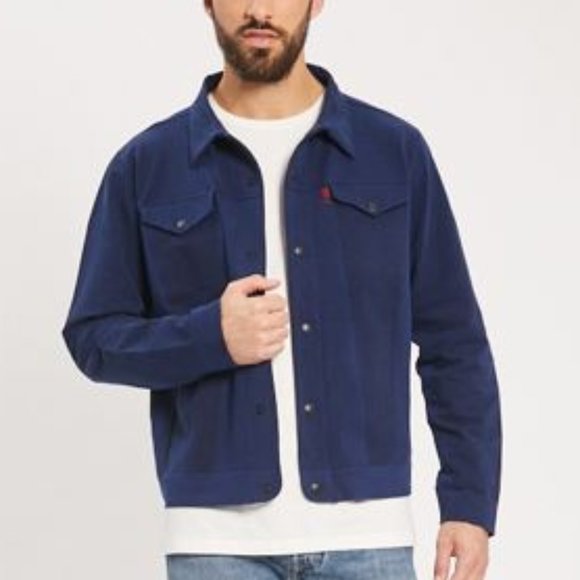 Levi's Men's Engineered Knit Navy Blue Button Jacket 72817-001 Cotton Blend